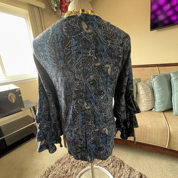 Ruff Hewn Women's Tiered Bell Long Sleeve Paisley Top Gothic Grunge Size 3X Work - Picture 12 of 16
